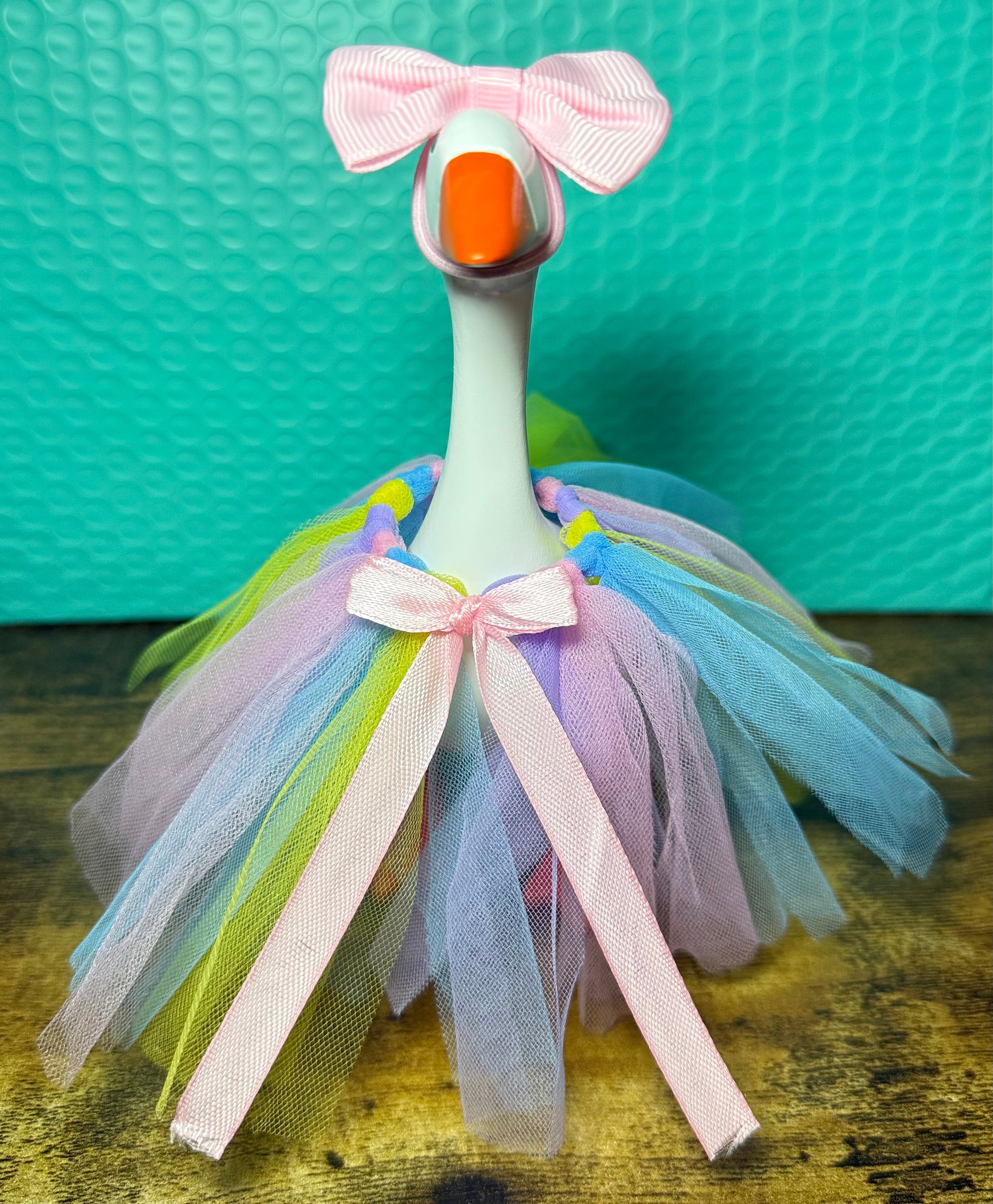 Tutu Desktop Goose Outfit Set – Bow & Tulle Skirt (7” Goose Bundle)