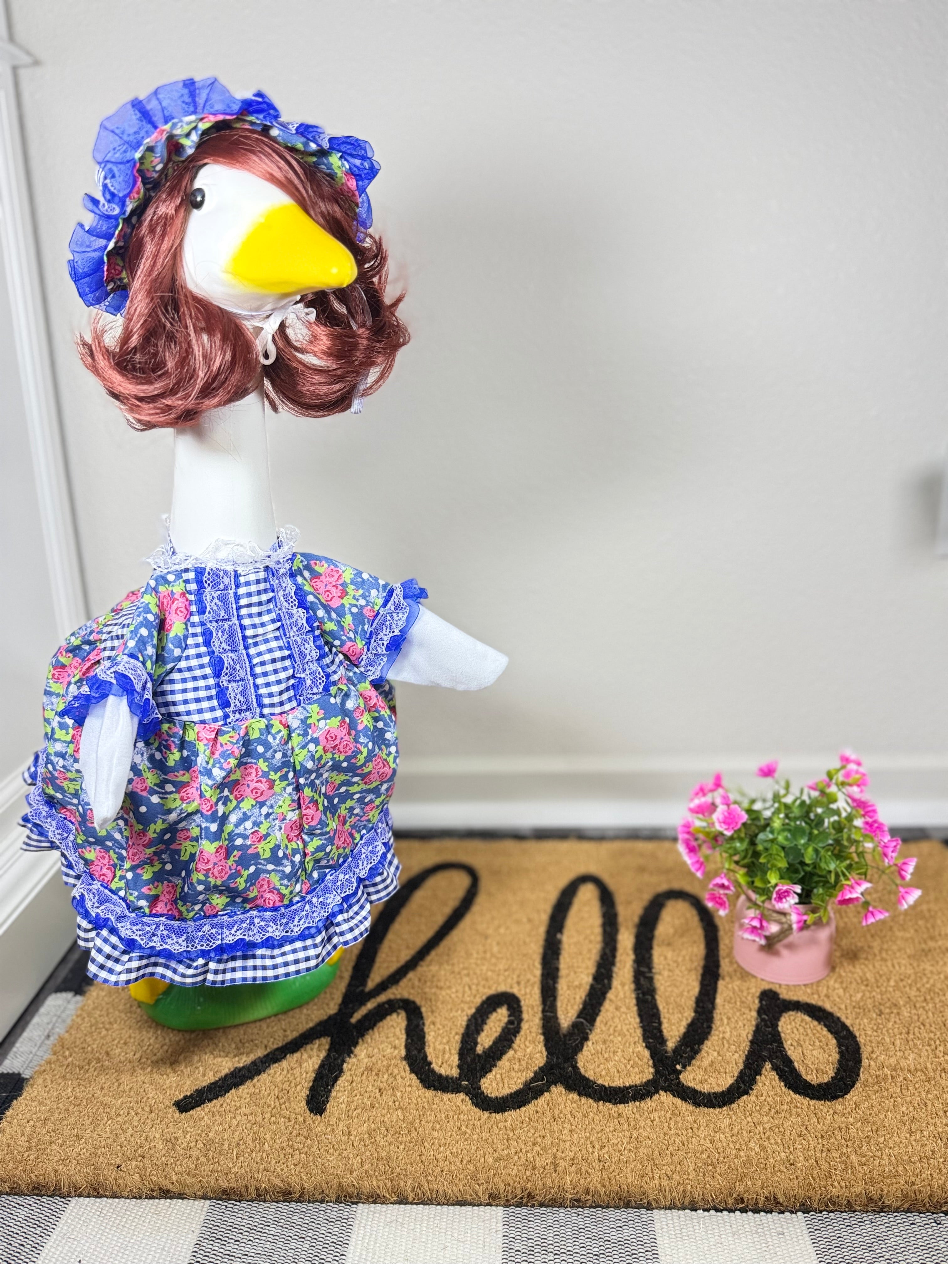 Short Auburn Brown Curly Wig for Porch Goose | Vintage Bob Style Goose Wig | Porch Goose Accessories