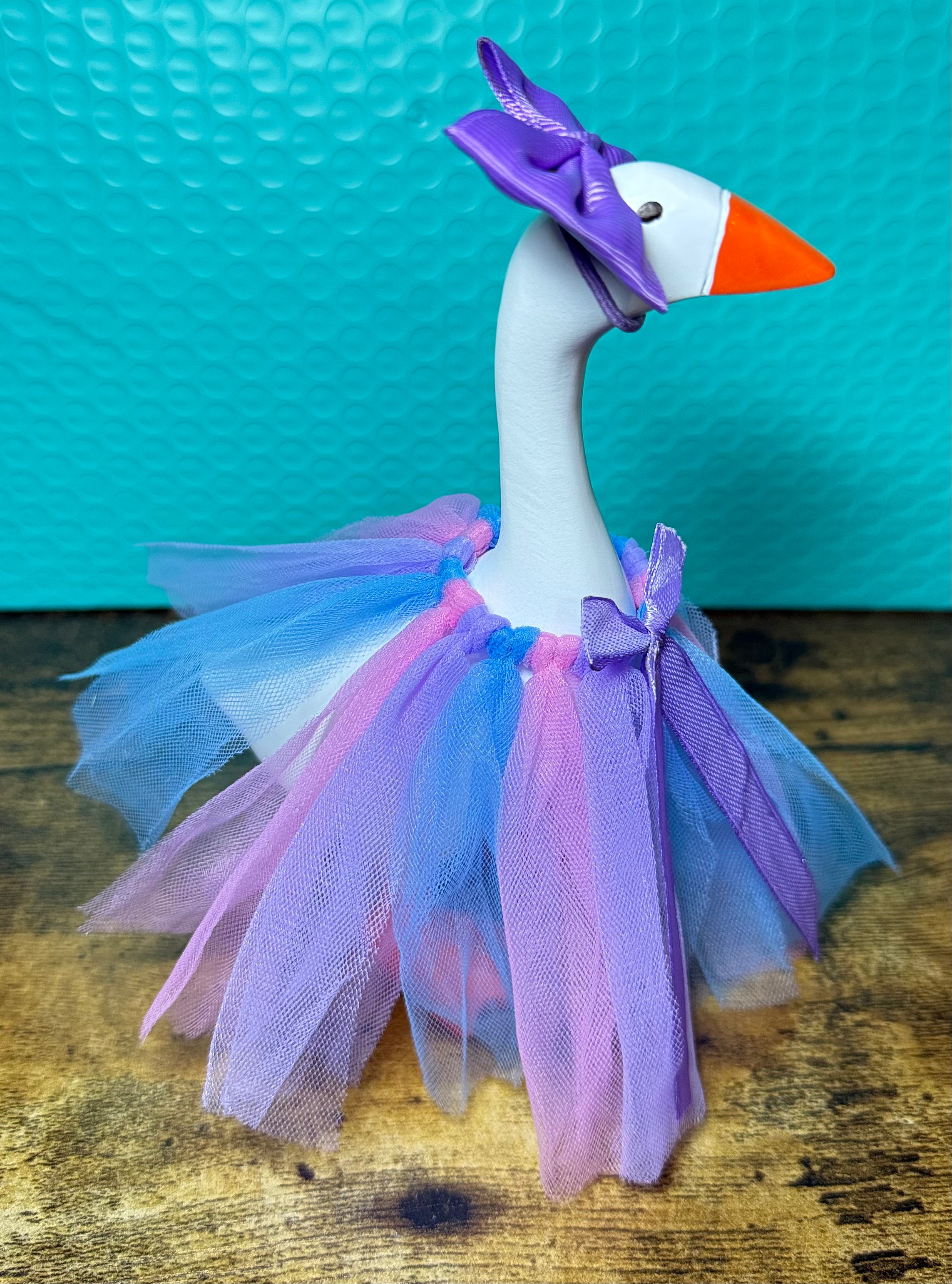 Tutu Desktop Goose Outfit Set – Bow & Tulle Skirt (7” Goose Bundle)