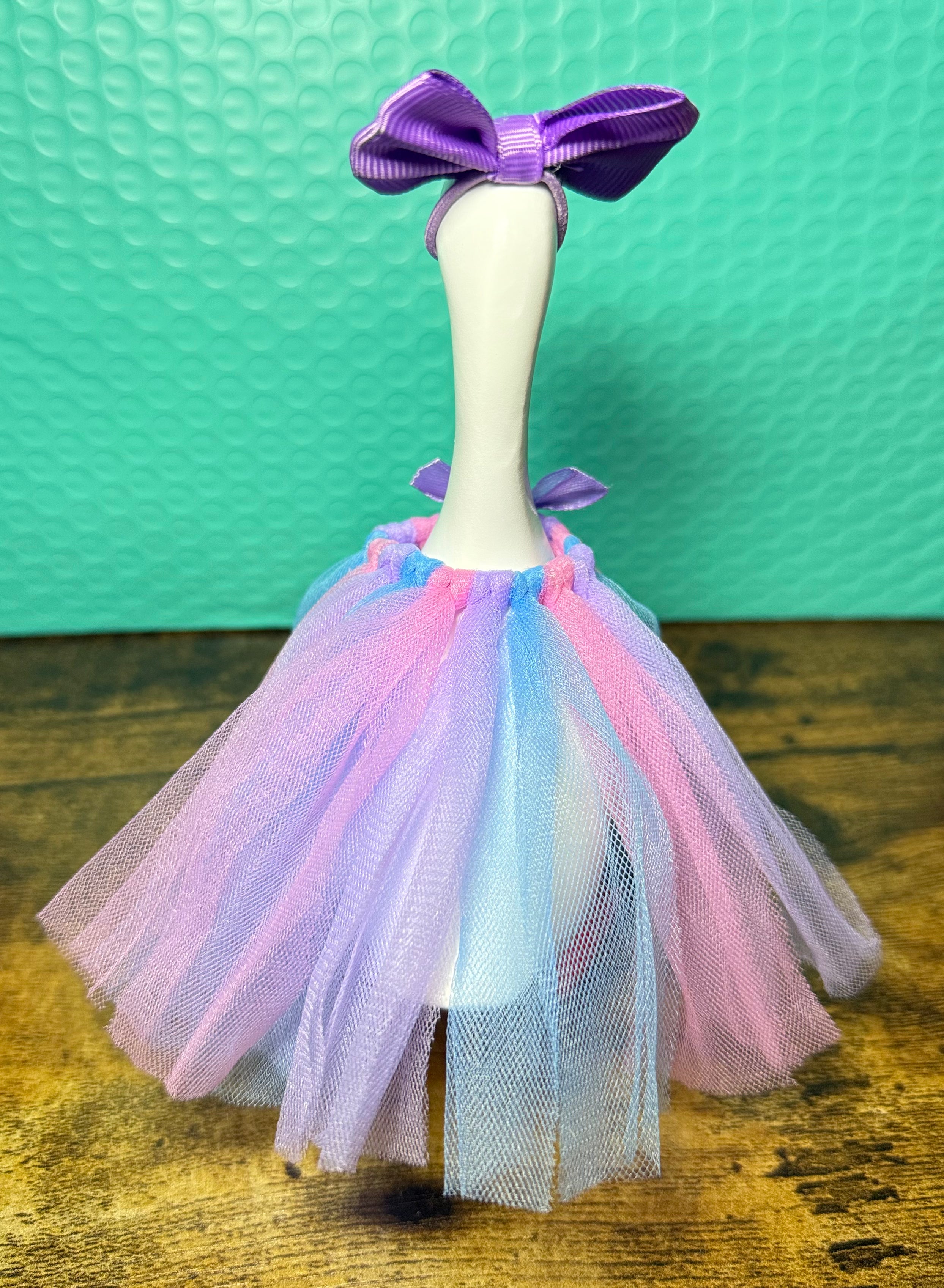 Tutu Desktop Goose Outfit Set – Bow & Tulle Skirt (7” Goose Bundle)