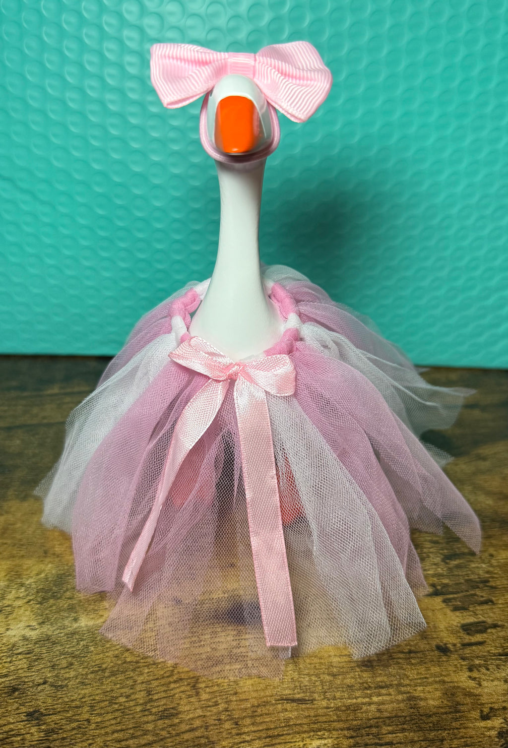 Tutu Desktop Goose Outfit Set – Bow & Tulle Skirt (7” Goose Bundle)