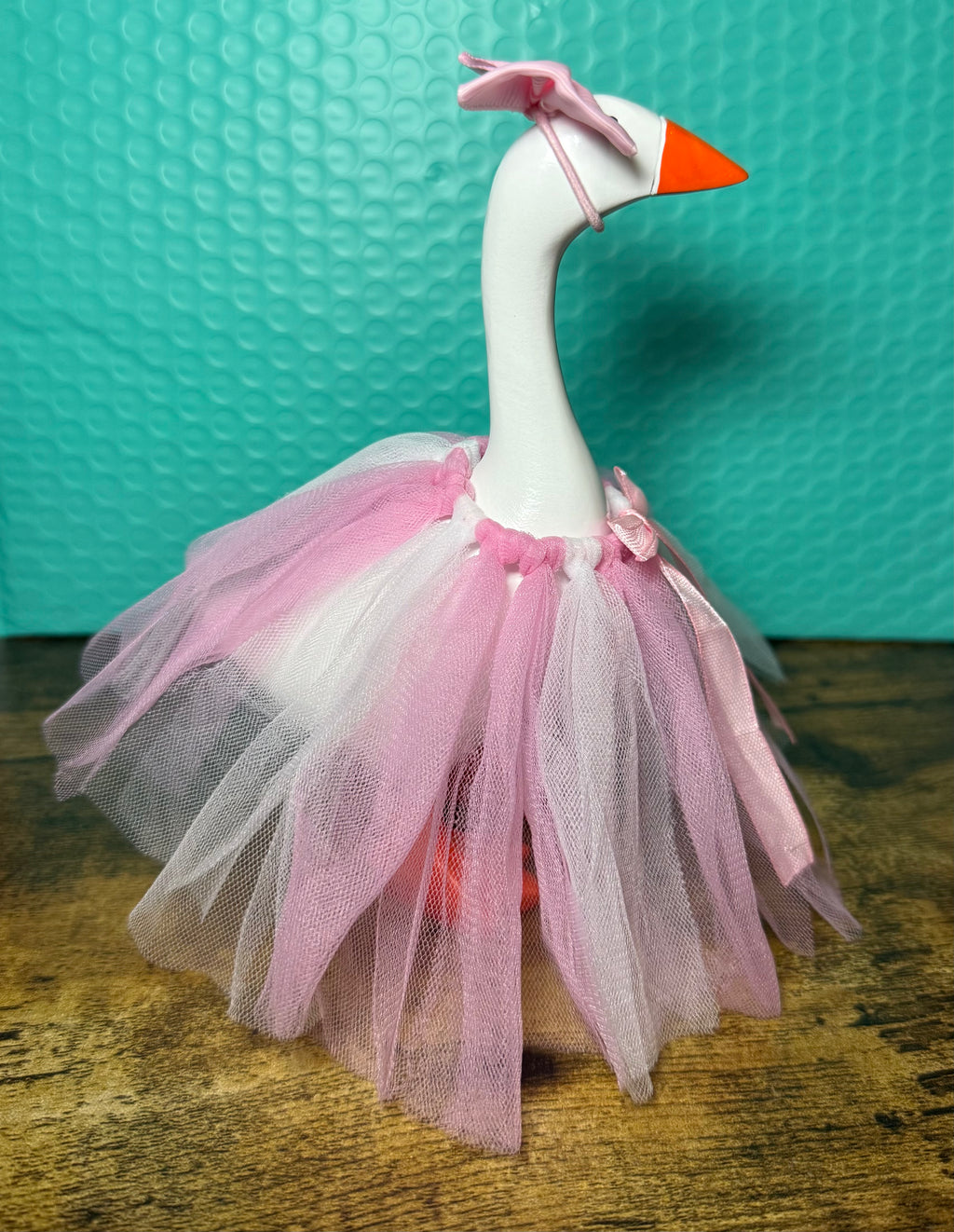 Tutu Desktop Goose Outfit Set – Bow & Tulle Skirt (7” Goose Bundle)