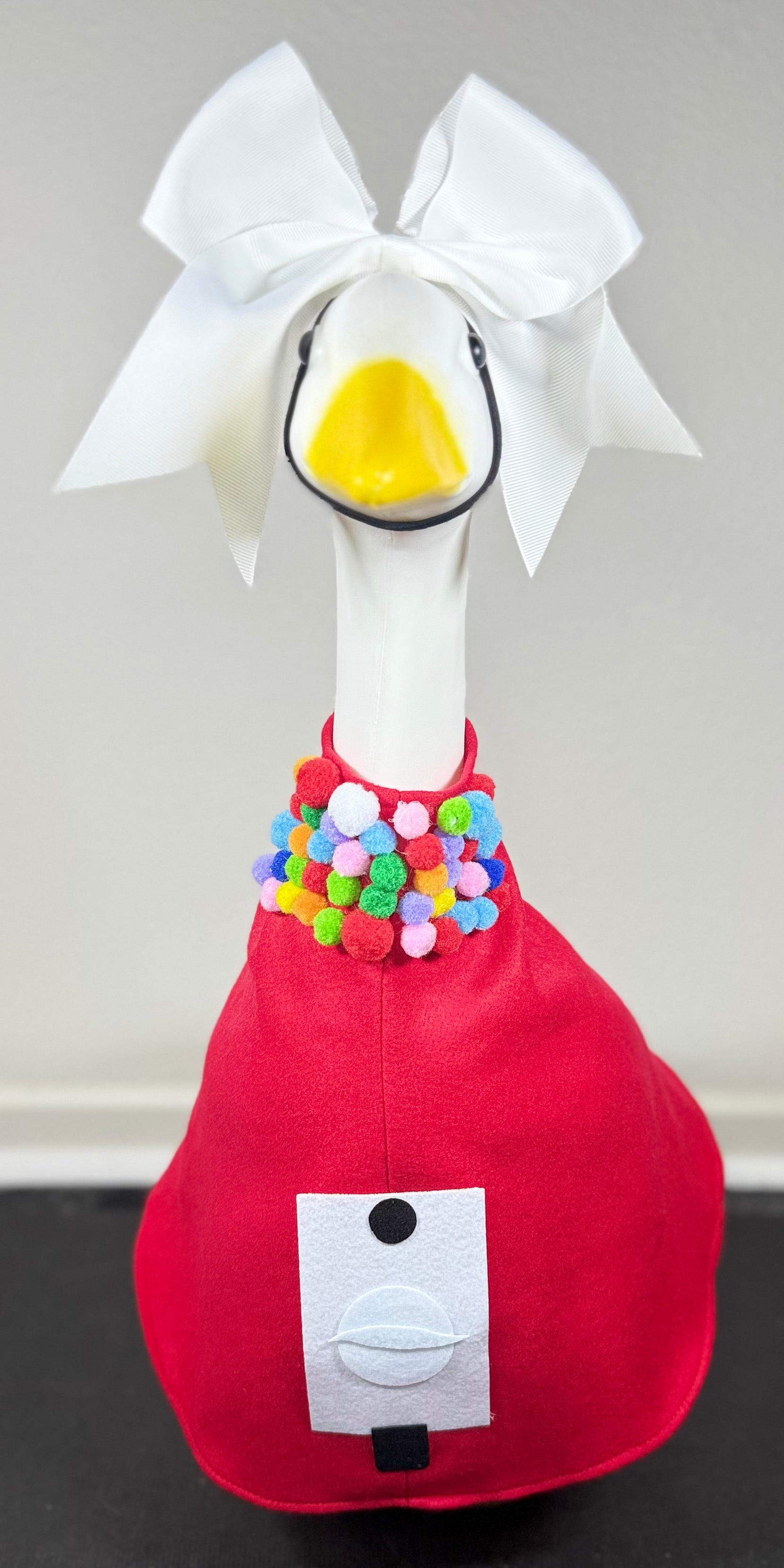 Gumball Cutie Goose Outfit – Pom Pom Statement Collar & Red Dress Set