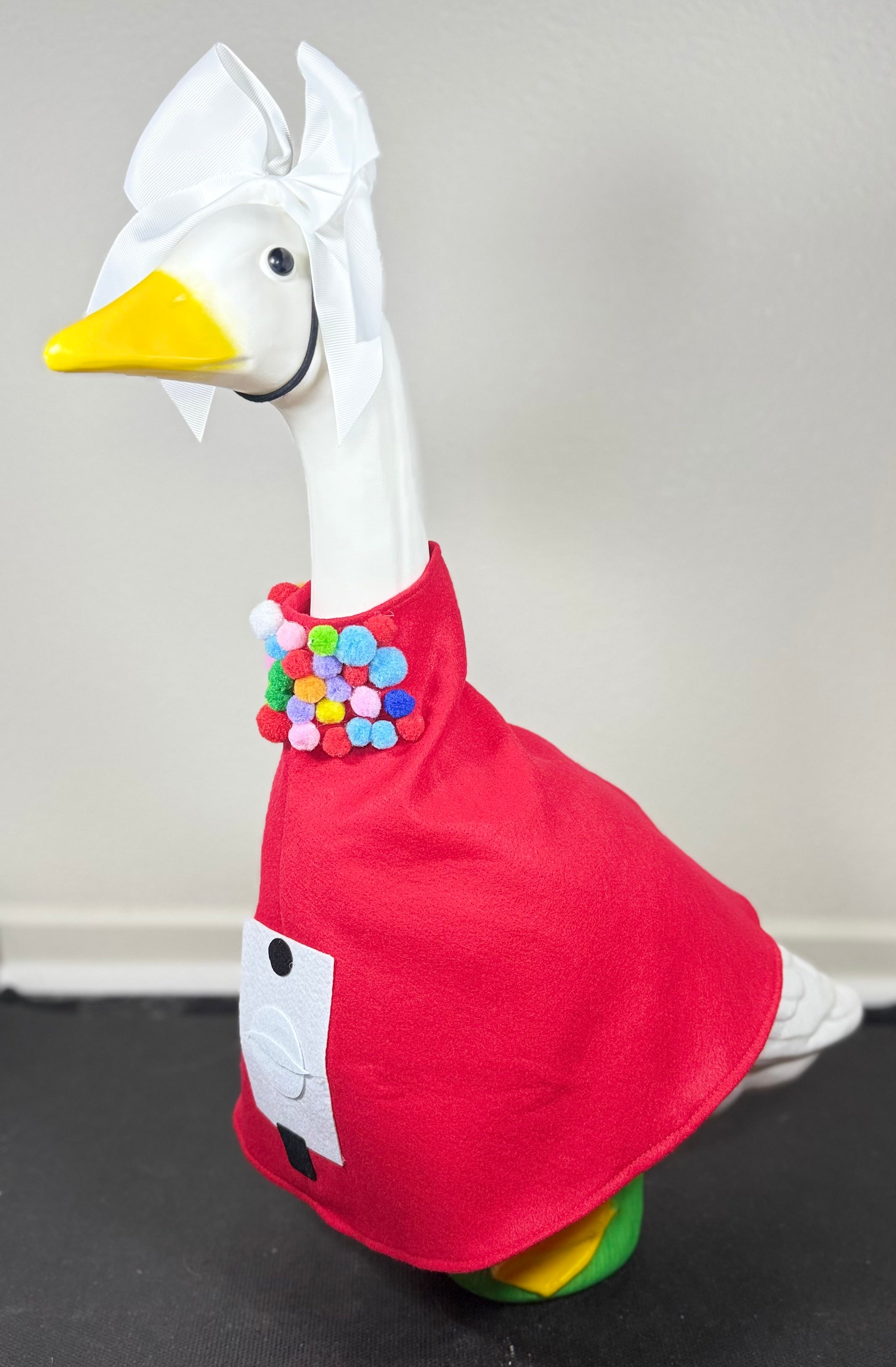 Gumball Cutie Goose Outfit – Pom Pom Statement Collar & Red Dress Set