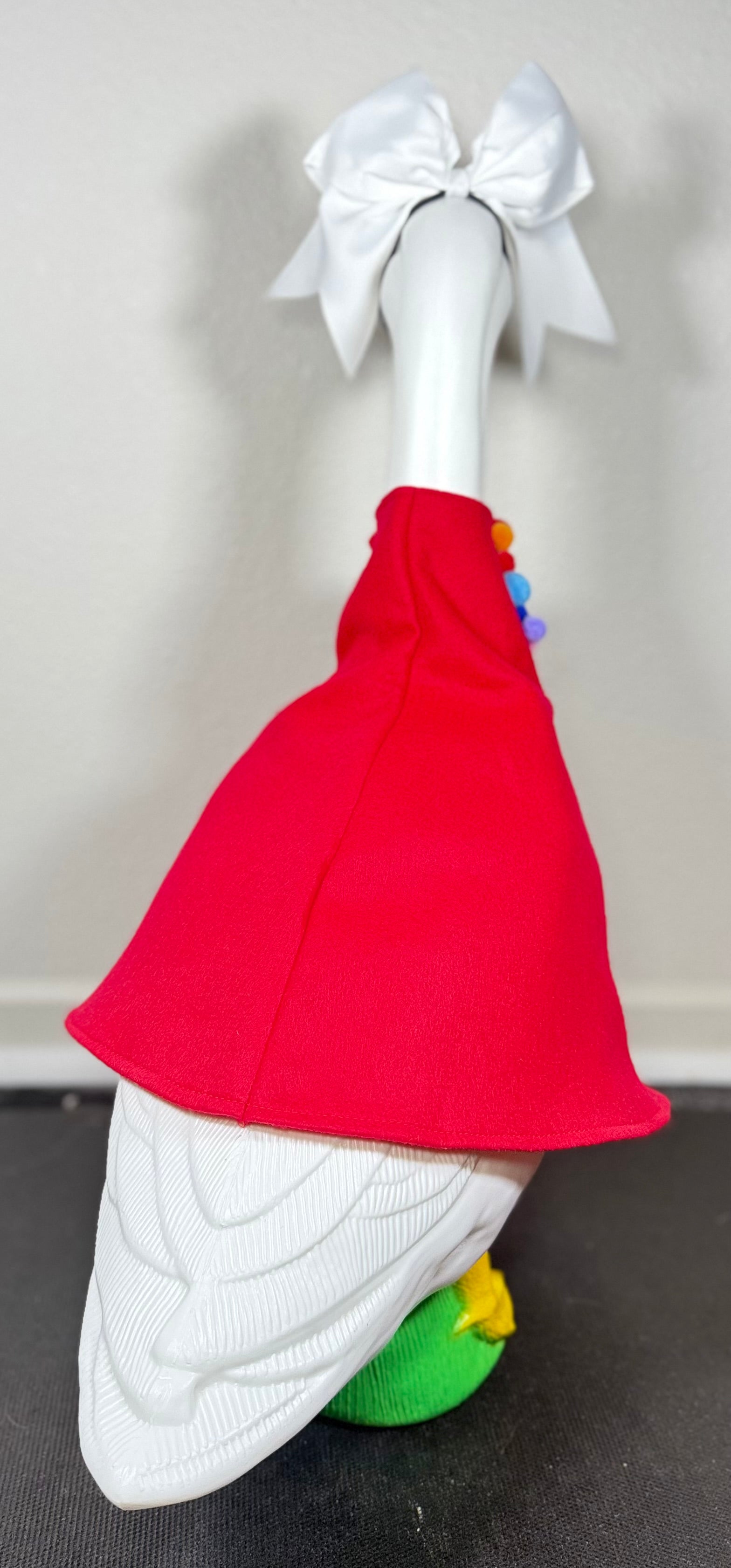 Gumball Cutie Goose Outfit – Pom Pom Statement Collar & Red Dress Set