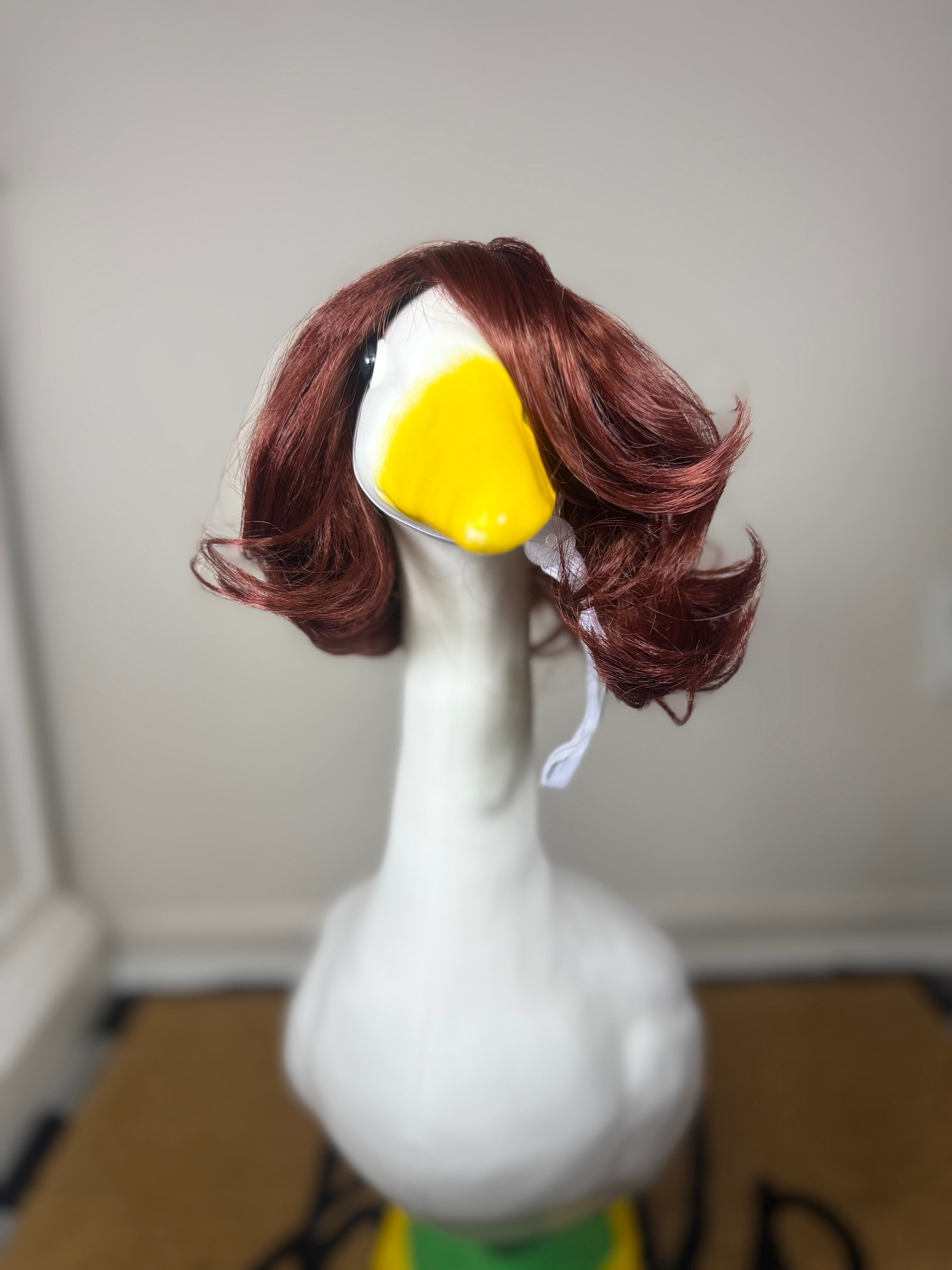 Short Auburn Brown Curly Wig for Porch Goose | Vintage Bob Style Goose Wig | Porch Goose Accessories