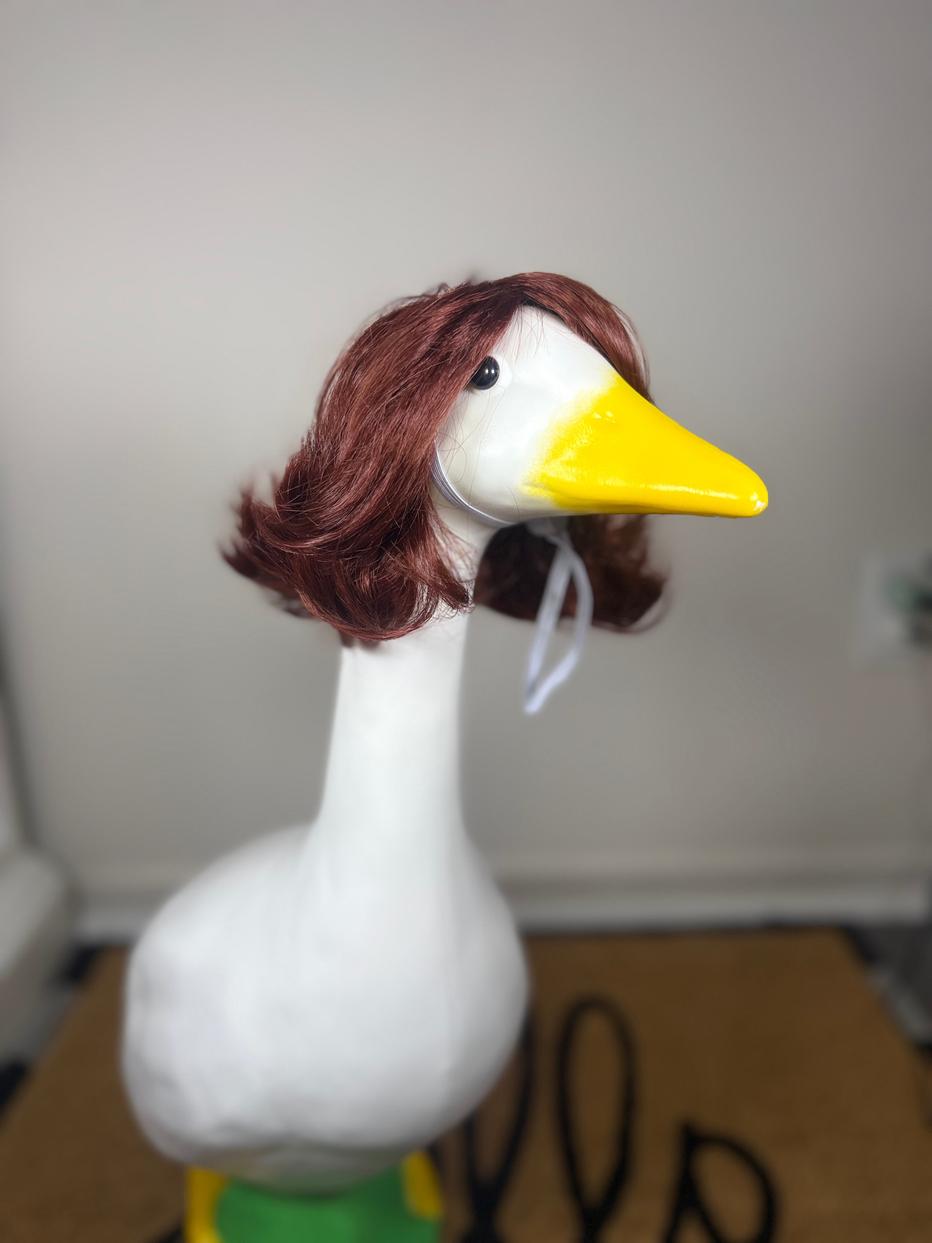 Short Auburn Brown Curly Wig for Porch Goose | Vintage Bob Style Goose Wig | Porch Goose Accessories