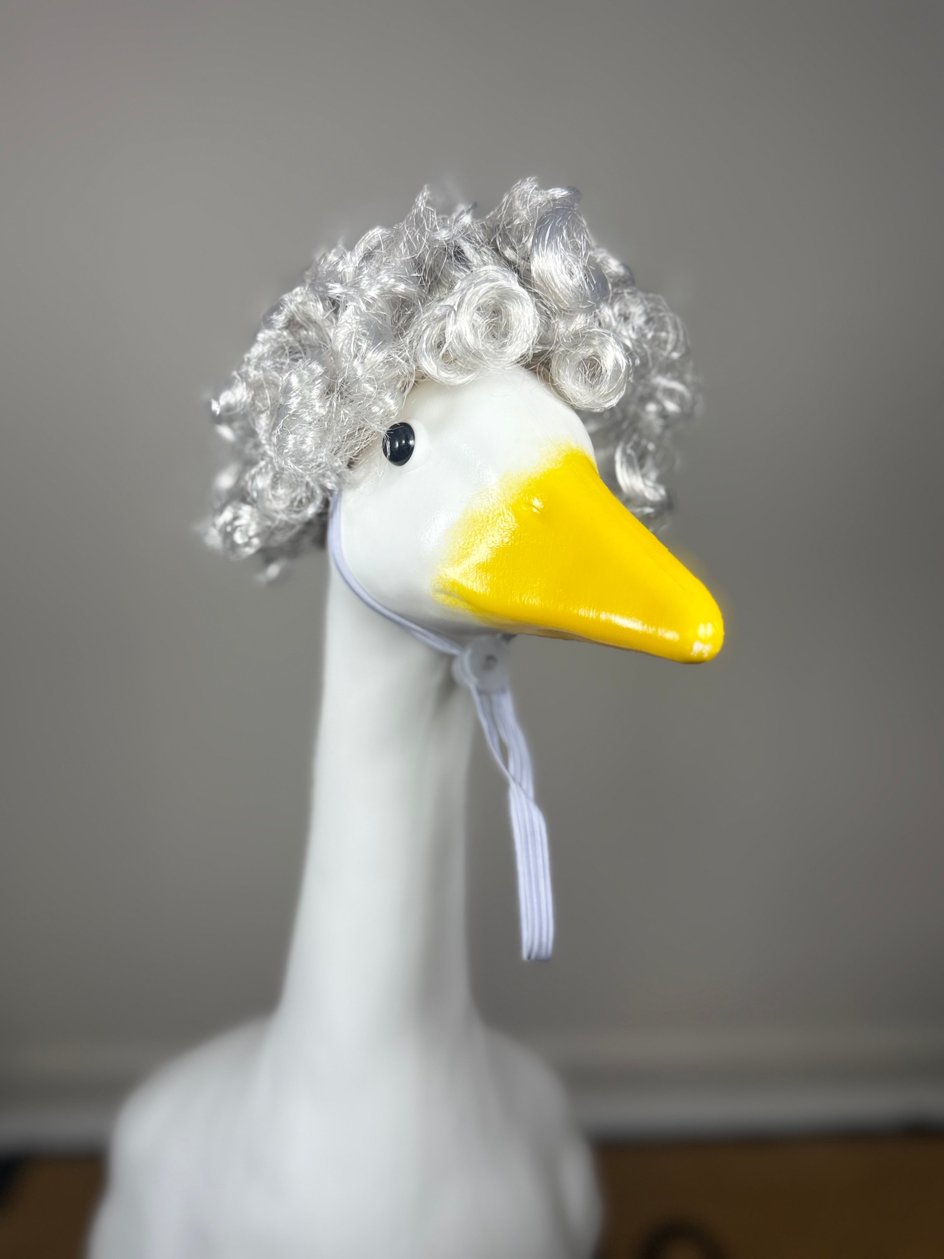 Curly Silver Goose Wig – Vintage Glam Porch Goose Hair Accessory | Fits Standard Porch Geese