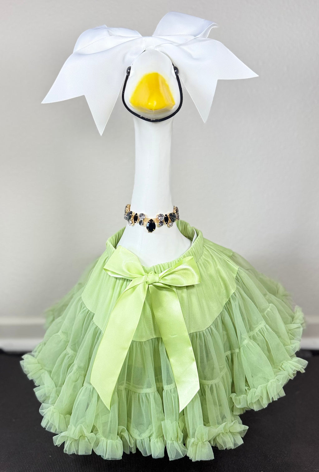 Signature Tutu Goose Outfit Set – Bow + Gem Necklace (Blush Pink, Mint Green, or Ruby Red)