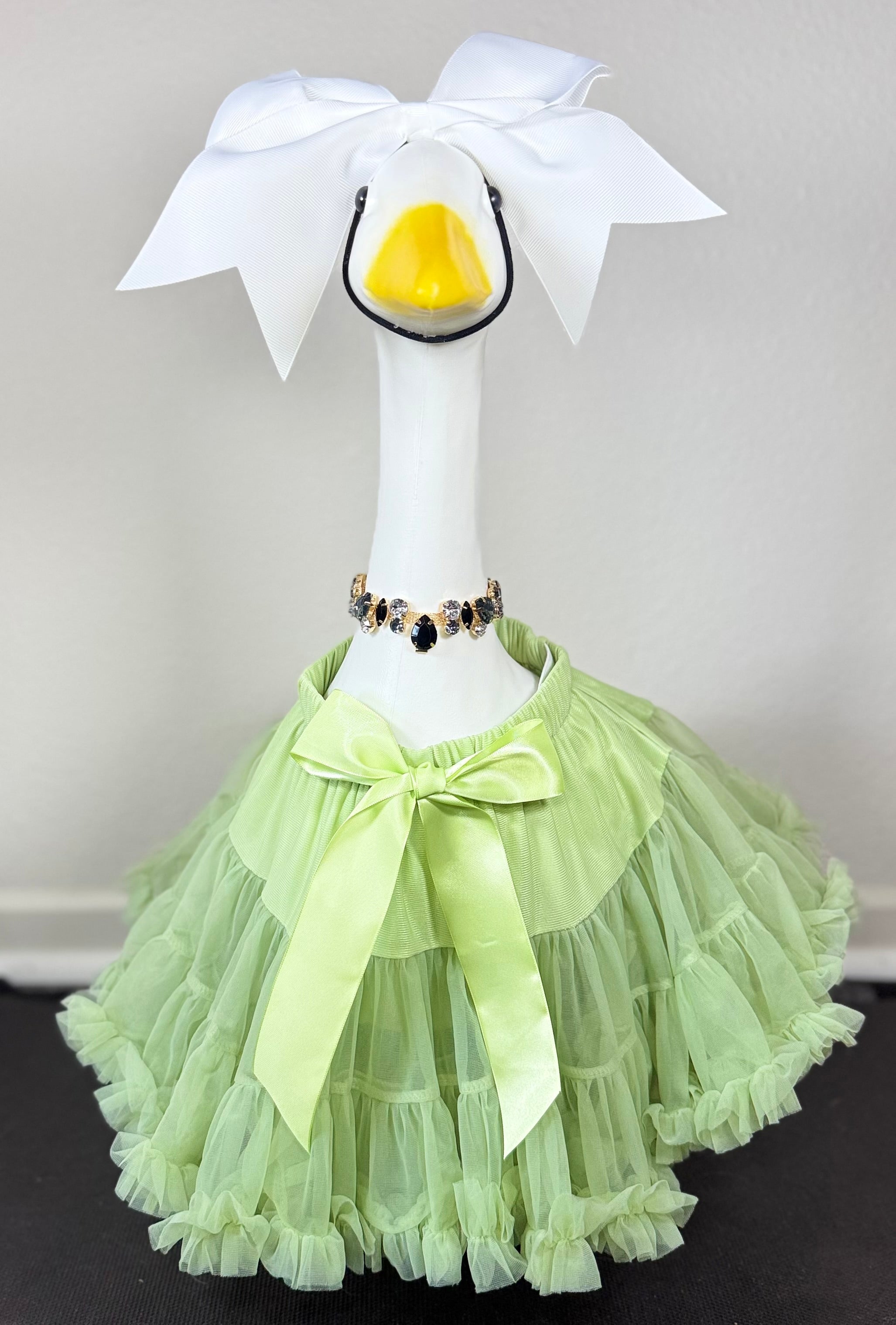 Signature Tutu Goose Outfit Set – Bow + Gem Necklace (Blush Pink, Mint Green, or Ruby Red)