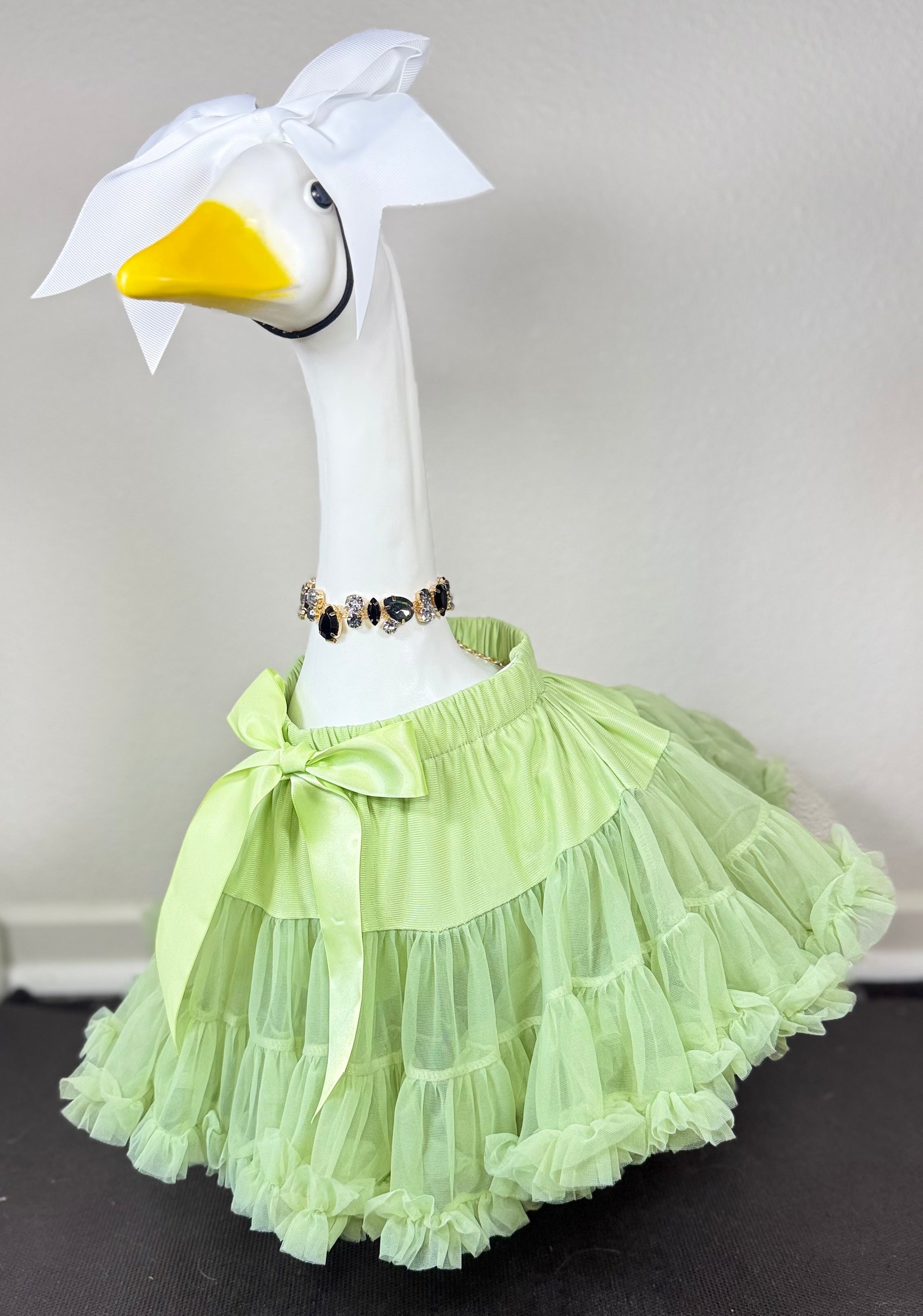 Signature Tutu Goose Outfit Set – Bow + Gem Necklace (Blush Pink, Mint Green, or Ruby Red)
