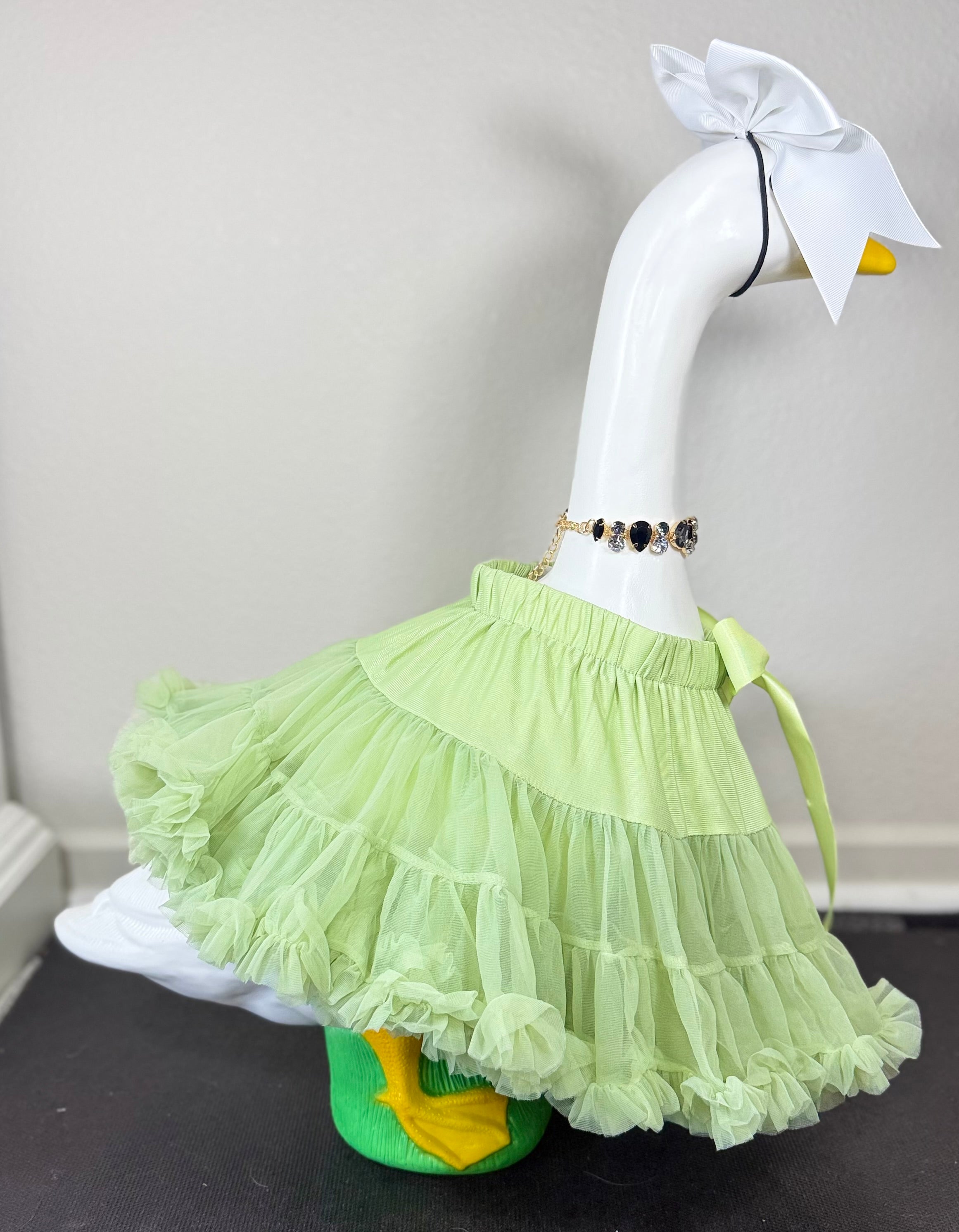 Signature Tutu Goose Outfit Set – Bow + Gem Necklace (Blush Pink, Mint Green, or Ruby Red)