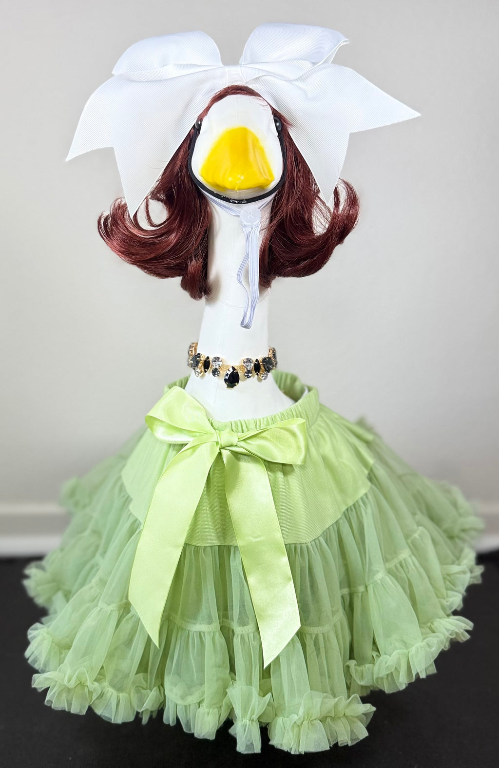 Signature Tutu Goose Outfit Set – Bow + Gem Necklace (Blush Pink, Mint Green, or Ruby Red)
