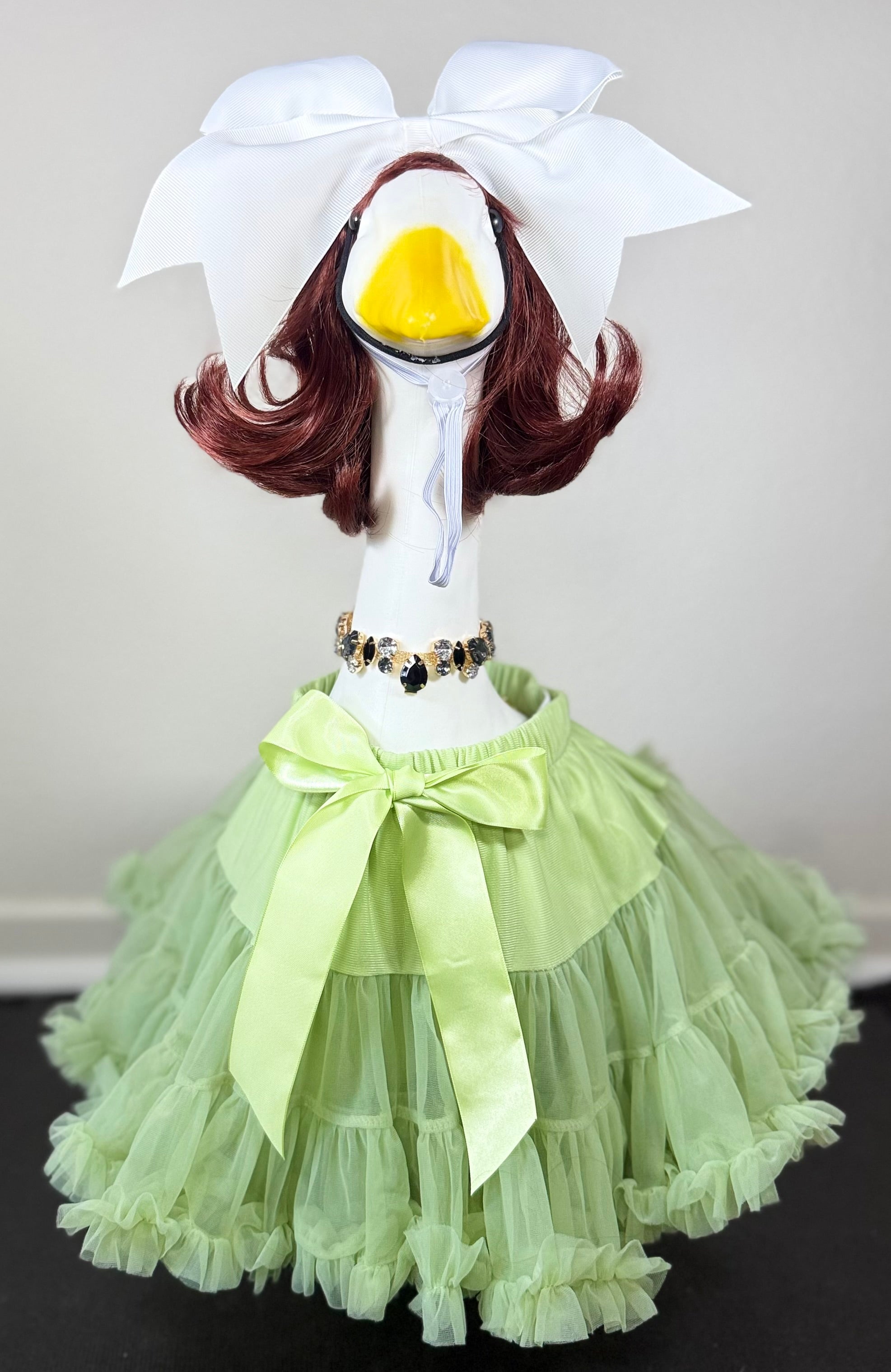 Signature Tutu Goose Outfit Set – Bow + Gem Necklace (Blush Pink, Mint Green, or Ruby Red)