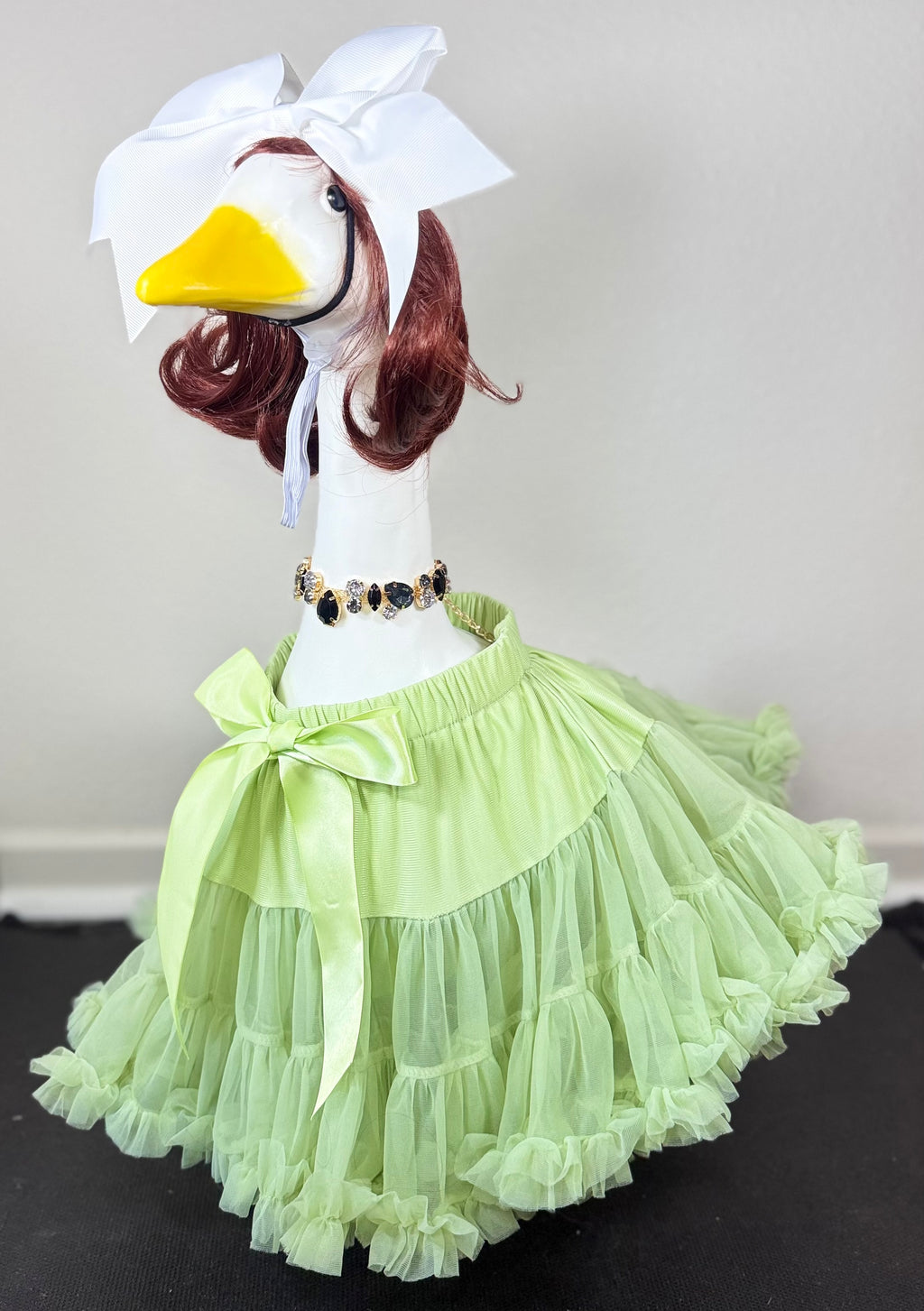 Signature Tutu Goose Outfit Set – Bow + Gem Necklace (Blush Pink, Mint Green, or Ruby Red)