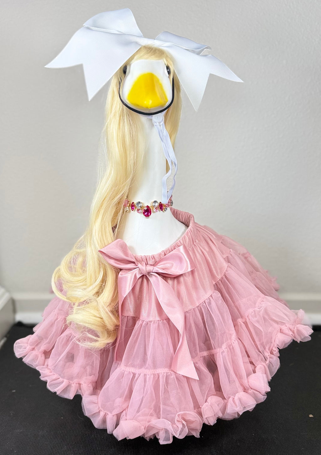 Signature Tutu Goose Outfit Set – Bow + Gem Necklace (Blush Pink, Mint Green, or Ruby Red)