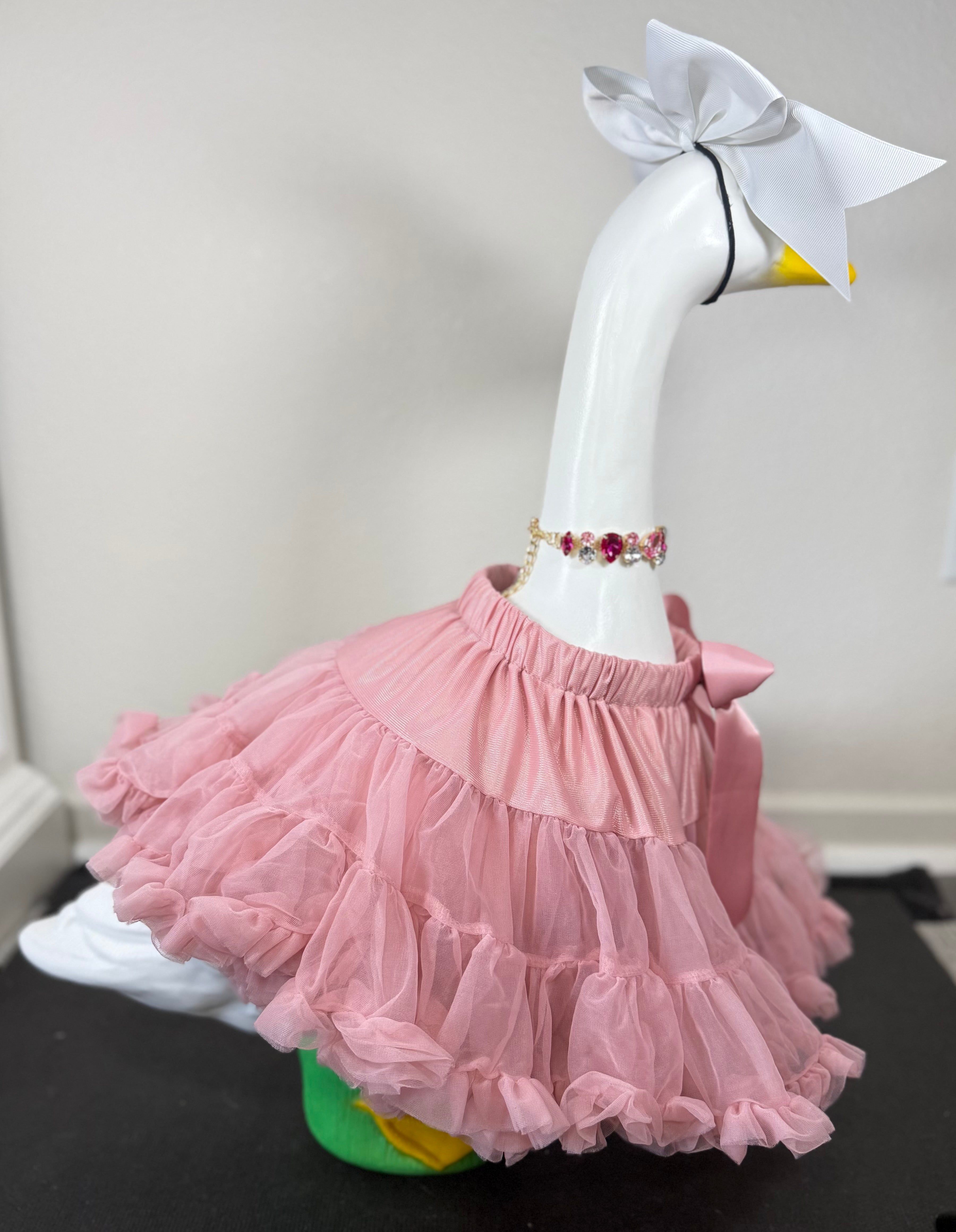 Signature Tutu Goose Outfit Set – Bow + Gem Necklace (Blush Pink, Mint Green, or Ruby Red)