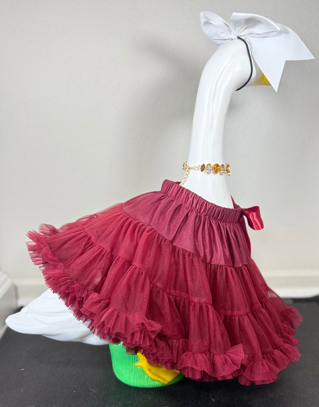 Signature Tutu Goose Outfit Set – Bow + Gem Necklace (Blush Pink, Mint Green, or Ruby Red)