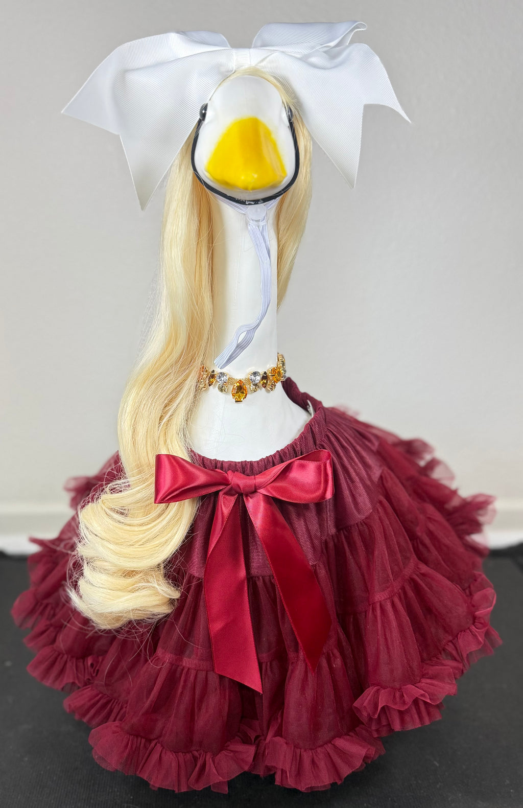 Signature Tutu Goose Outfit Set – Bow + Gem Necklace (Blush Pink, Mint Green, or Ruby Red)