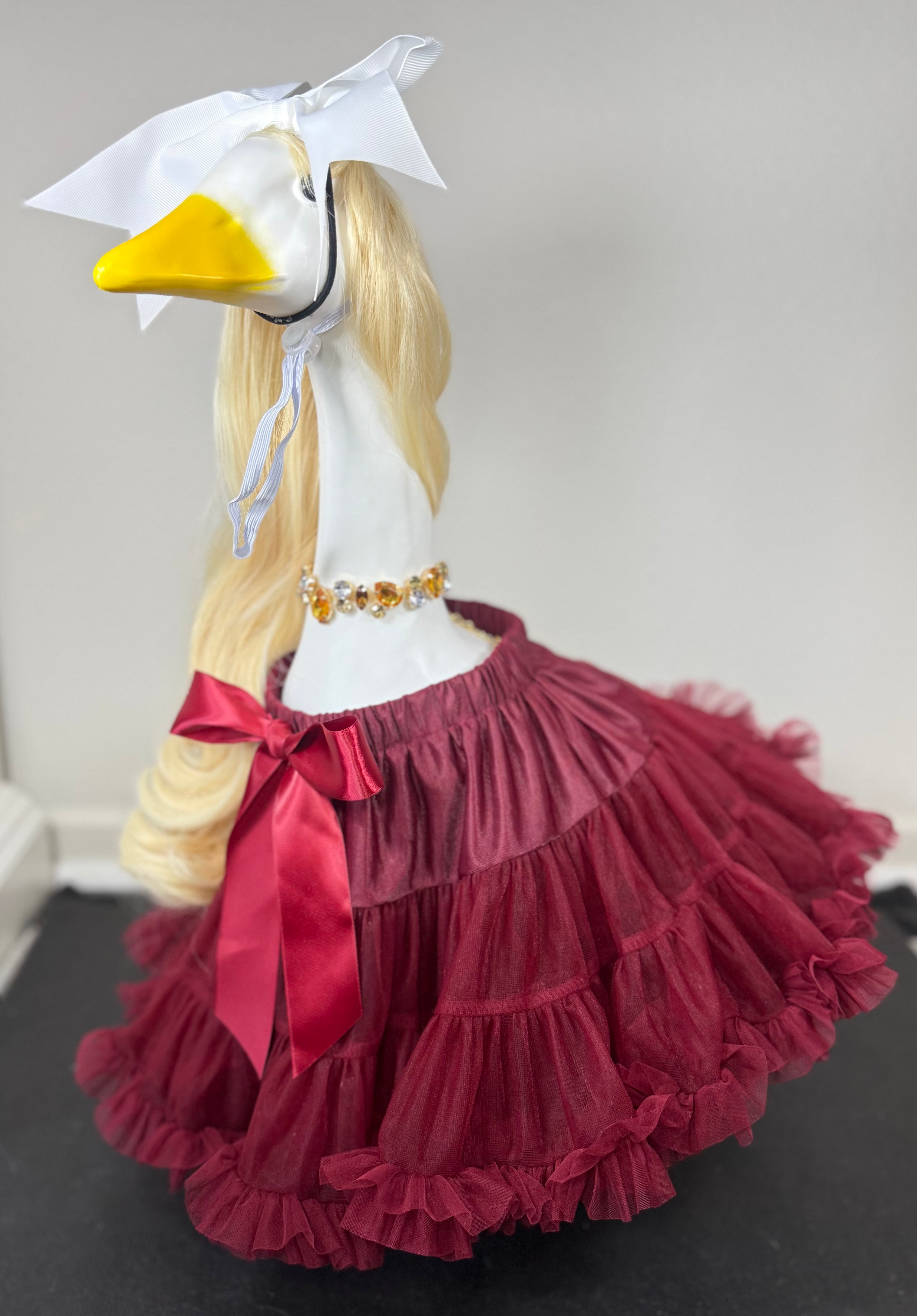 Signature Tutu Goose Outfit Set – Bow + Gem Necklace (Blush Pink, Mint Green, or Ruby Red)